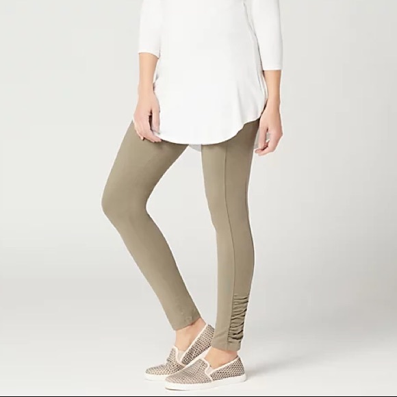 LOGO by Lori Goldstein Pants - Logo Lori Goldstein • Moss Green Ruched Leggings